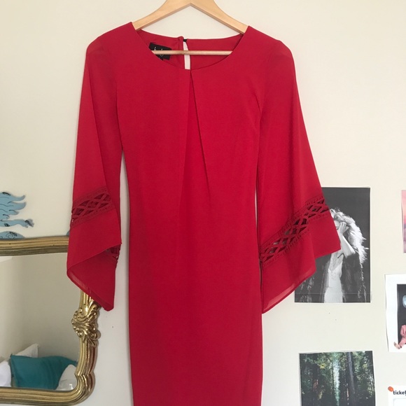 Long Sleeve Red Dress - Picture 1 of 8